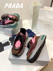 PRA SYSTEME BRUSHED SNEAKERS WINE AND PINK CALFSKIN