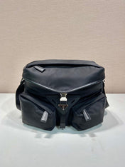 CROSSBODY BAG 29 IN BLACK RE-NYLON AND CALFSKIN TRIM