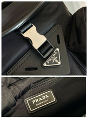 CROSSBODY BAG 29 IN BLACK RE-NYLON AND CALFSKIN TRIM