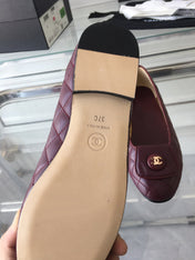 ballet flat quilted wine gold cc lock