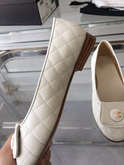 ballet flat quilted white gold cc lock