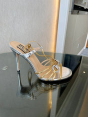 GG CRYSTAL HORSEBIT SANDAL SIVER LAMBSKIN