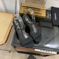 SANDALS leather satin black