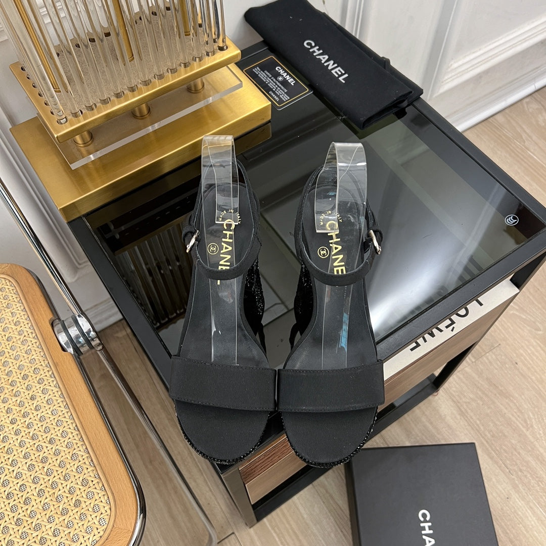 SANDALS leather satin black