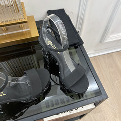 SANDALS leather satin black