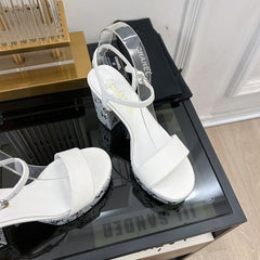 SANDALS leather satin white