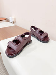 REFINED DAD SANDAL IN WINE RED LAMBSKIN