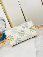 SPEEDY BANDOULIÈRE 20 IN PISTACHIO DAMIER GIANT CANVAS GOLD HARDWARE
