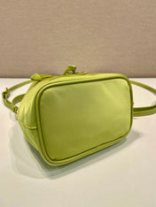 BUCKET BAG 19 IN APPLE GREEN RE-NYLON AND SAFFIANO LEATHER HANDLE
