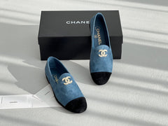 LOAFERS IN CERULEAN BLUE MIX BLACK SUEDE