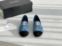 LOAFERS IN CERULEAN BLUE MIX BLACK SUEDE