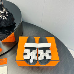 CHYPRE SANDAL WHITE MIX BLACK CALFSKIN STYLIZED