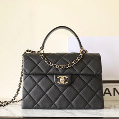 CHANEL 25S FLAP BAG 25 CM IN BLACK LAMBSKIN WITH GOLD HARDWARE