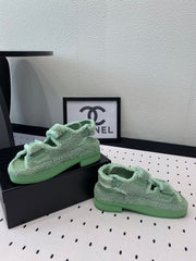 DAD SANDALS PLATFORM IN MINT GREEN FUR