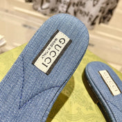 GG  Interlocking double G hollow slippers Neon Blue