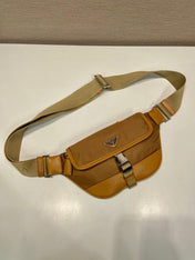 BELT BAG 18 IN SEPIA BROWN RE-NYLON AND CALFSKIN TRIM