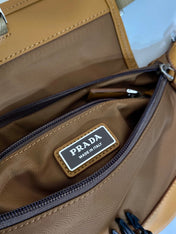 BELT BAG 18 IN SEPIA BROWN RE-NYLON AND CALFSKIN TRIM