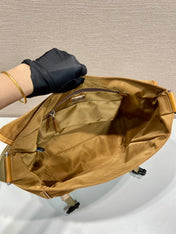 LARGE FLAP BAG 30 IN CIDER BROWN RE-NYLON AND CALFSKIN TRIM