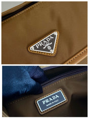 SMALL FLAP BAG 20 IN CIDER BROWN RE-NYLON AND CALFSKIN TRIM