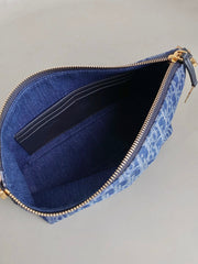 DIORSTAR 28 HOBO BAG WITH CHAIN BLUE DENIM OBLIQUE JACQUARD