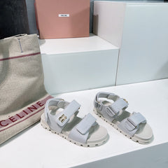 Sandals White Sheepskin With Stylized Straps