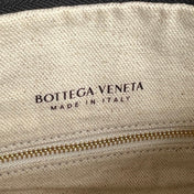 GEMELLI SHOULDER BAG 36 IN BEIGE RAFFIA AND BLACK LAMBSKIN