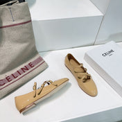FLAT MARY JANE IN SEPIA TAN CALFSKIN