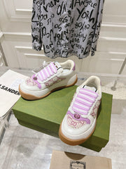 GG SCREENER 50 SNEAKER WHITE AND PURPLE CALFSKIN