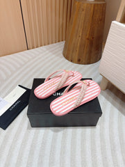 CC WOVEN FLIP FLOP WHITE MIX PINK SHEEPSKIN
