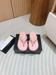CC WOVEN FLIP FLOP WHITE MIX PINK SHEEPSKIN