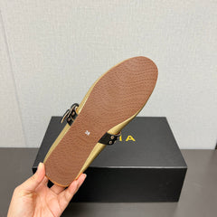 ALAIA MARY JANE SHOES IN GOLDEN LAMBSKIN SILVER HARDWARE