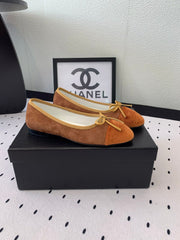 BALLET FLAT LIGHT BROWN MIX BROWN VELVET