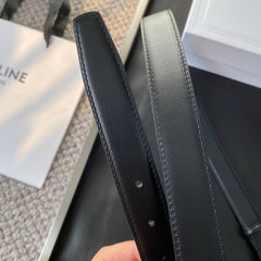 BELT 25MM IN BLACK REVERSIBLE ITALIAN CALFSKIN WITH VINTAGE SILVER BUCKLE