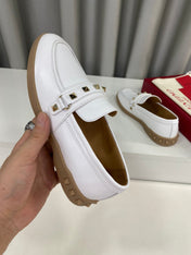 LEISURE FLOWS SPLIT LOAFER IN WHITE CALFSKIN