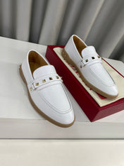 LEISURE FLOWS SPLIT LOAFER IN WHITE CALFSKIN