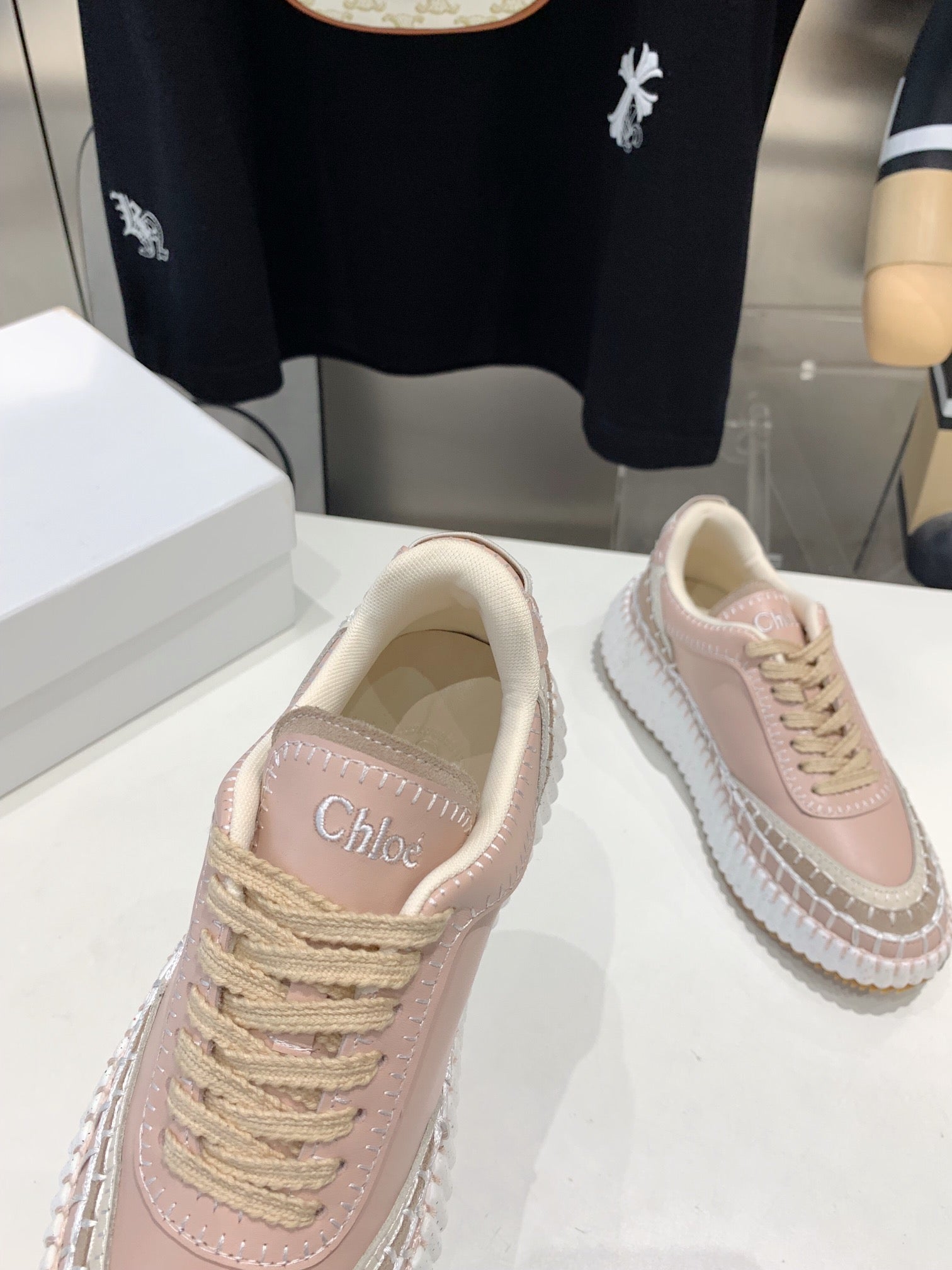 NAMA SNEAKER 5 CM IN LIGHT PINK CALFSKIN