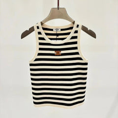 Celin Black Beige Stripe Tank Top