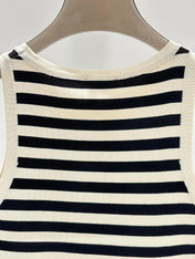 Celin Black Beige Stripe Tank Top