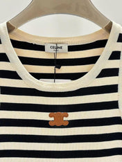 Celin Black Beige Stripe Tank Top