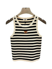 Celin Black Beige Stripe Tank Top