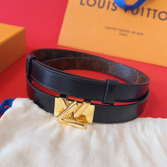 LV GO-14 20MM BELT IN BLACK CALFSKIN GOLD HARDWARE