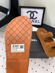 CC DAD SANDAL MULE IN BRONZE BROWN LAMB FUR