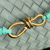 EAST WEST ANDIAMO BAG 29 IN ORANGE AND LIGHT GREEN CALFSKIN