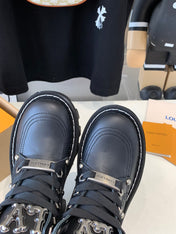 LV CHECKER ANKLE BOOT IN BLACK CALFSKIN