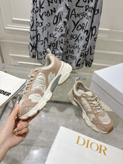 DIOR 25S CHRONO SNEAKER 45MM IN MESH WITH WHITE AND LIGHT BROWN CALFSKIN