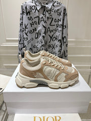DIOR 25S CHRONO SNEAKER 45MM IN MESH WITH WHITE AND LIGHT BROWN CALFSKIN