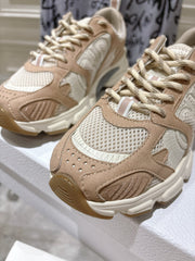 DIOR 25S CHRONO SNEAKER 45MM IN MESH WITH WHITE AND LIGHT BROWN CALFSKIN