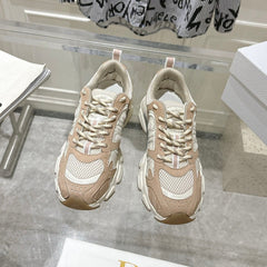 DIOR 25S CHRONO SNEAKER 45MM IN MESH WITH WHITE AND LIGHT BROWN CALFSKIN