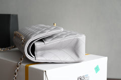 CHANEL 25S FLAP BAG 25.5 CM IN LIGHT GREY LAMBSKIN