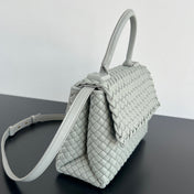 PATTI SHOULDER BAG 26 IN RHINO GRAY LAMBSKIN